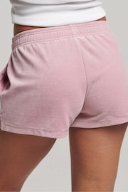 Superdry Pink Logo Velour Shorts - Image 2 of 5