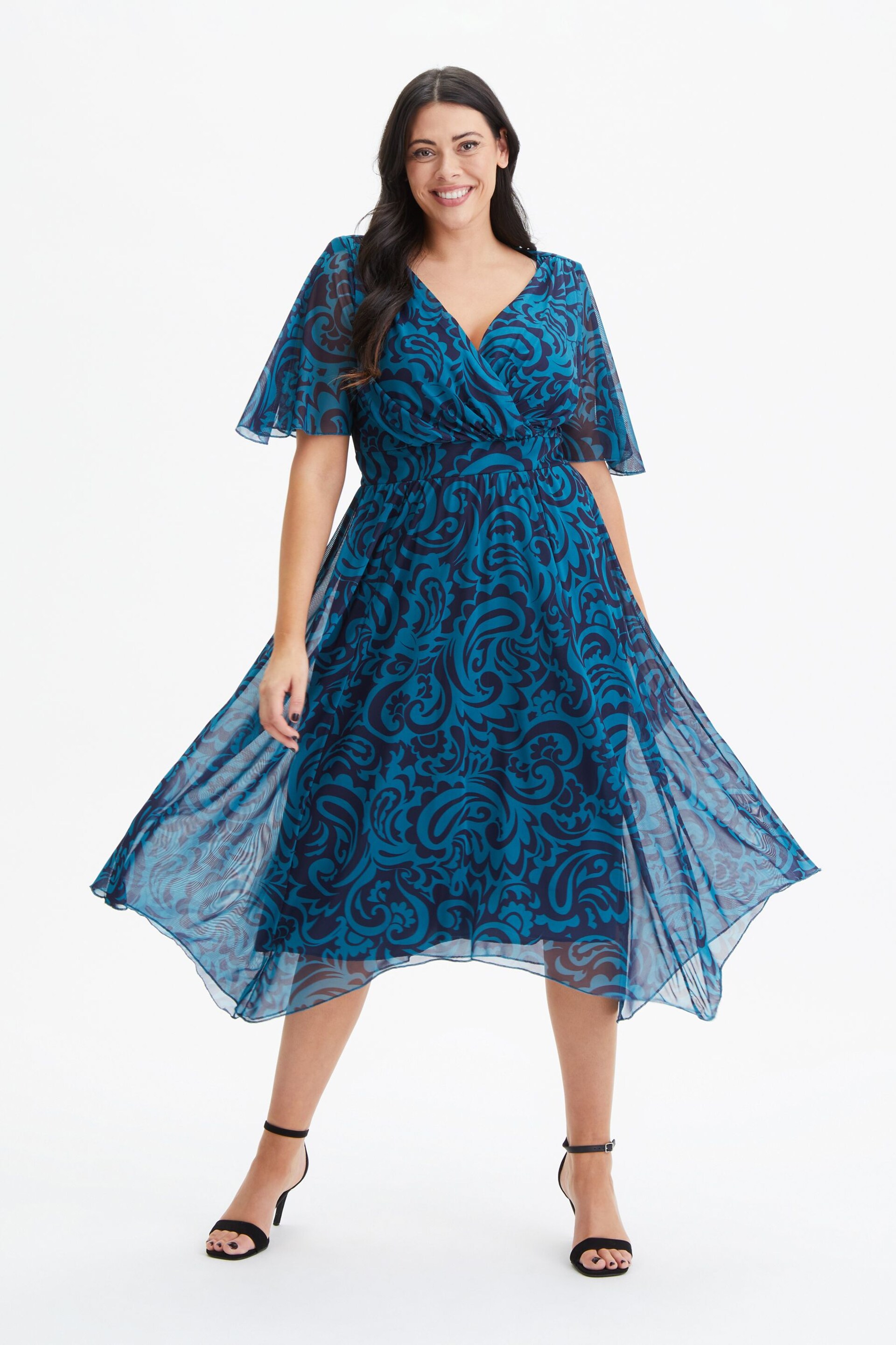 Scarlett & Jo Teal Blue Julie Hanky Hem Dress - Image 1 of 4