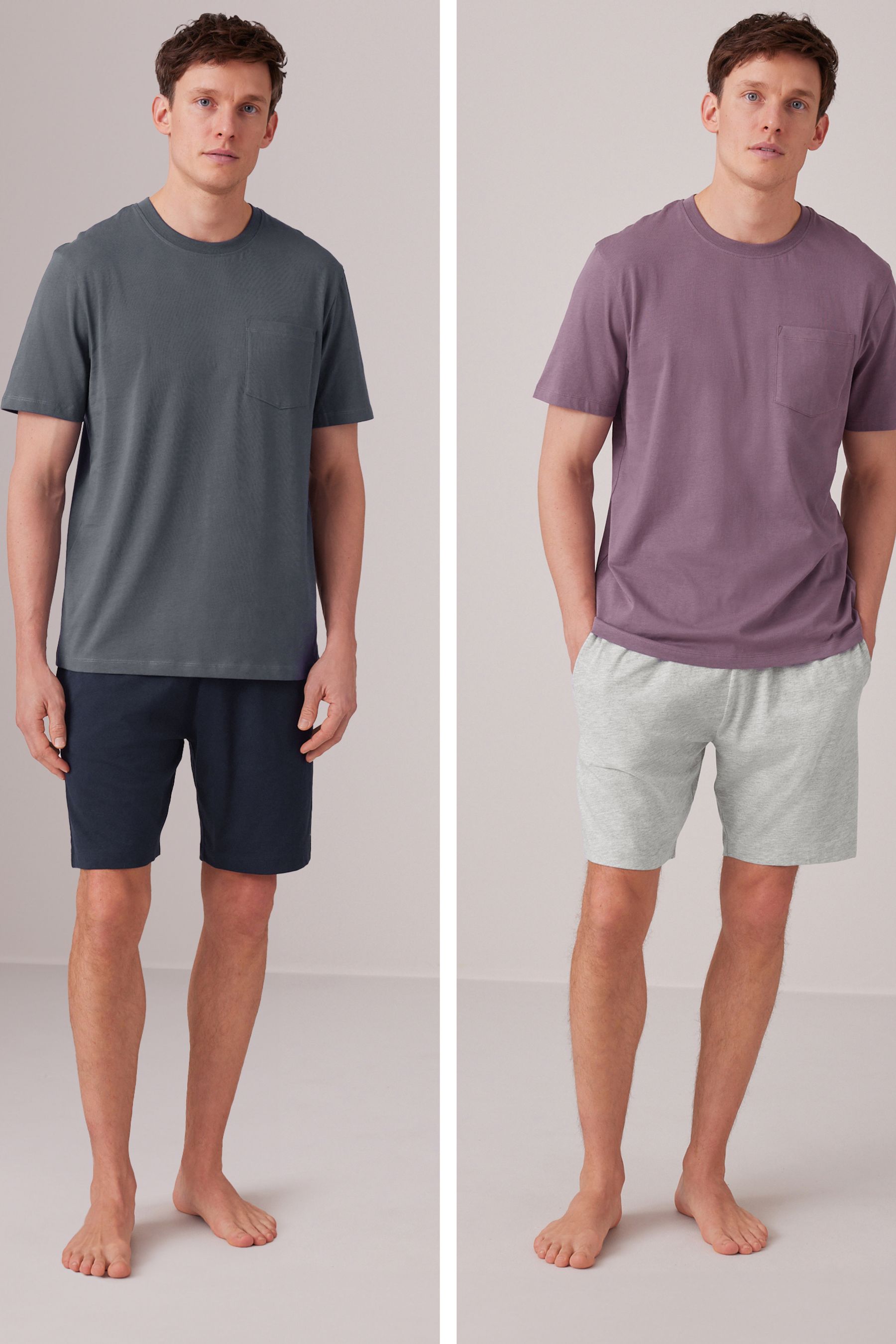 Buy Purple Blue 100 Cotton Jersey Pyjama Shorts Set 2 Pack from Next Luxembourg