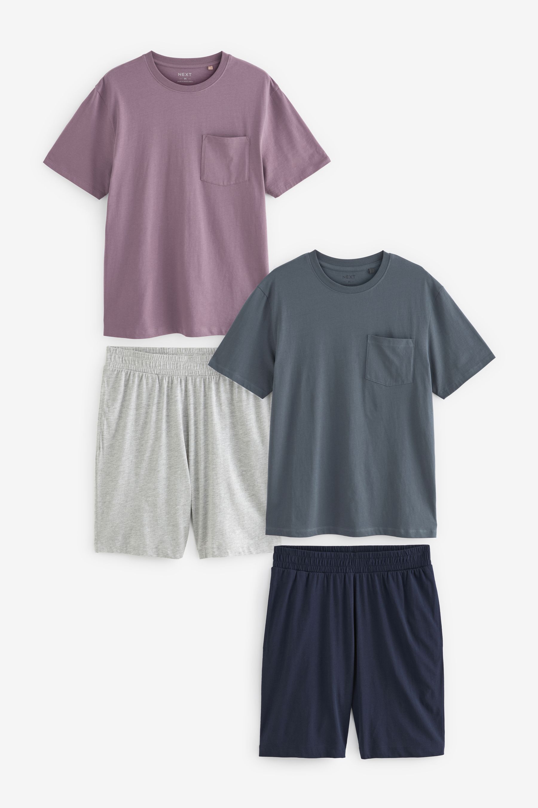 Buy Purple Blue 100 Cotton Jersey Pyjama Shorts Set 2 Pack from Next Luxembourg