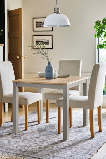 Dove Grey Malvern Oak Effect Square 4 Seater Dining Table