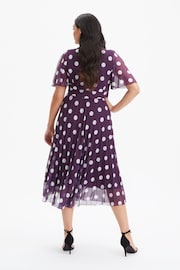 Scarlett & Jo Purple Carole Wrap Bodice Sunray Pleated Midi Dress - Image 2 of 4