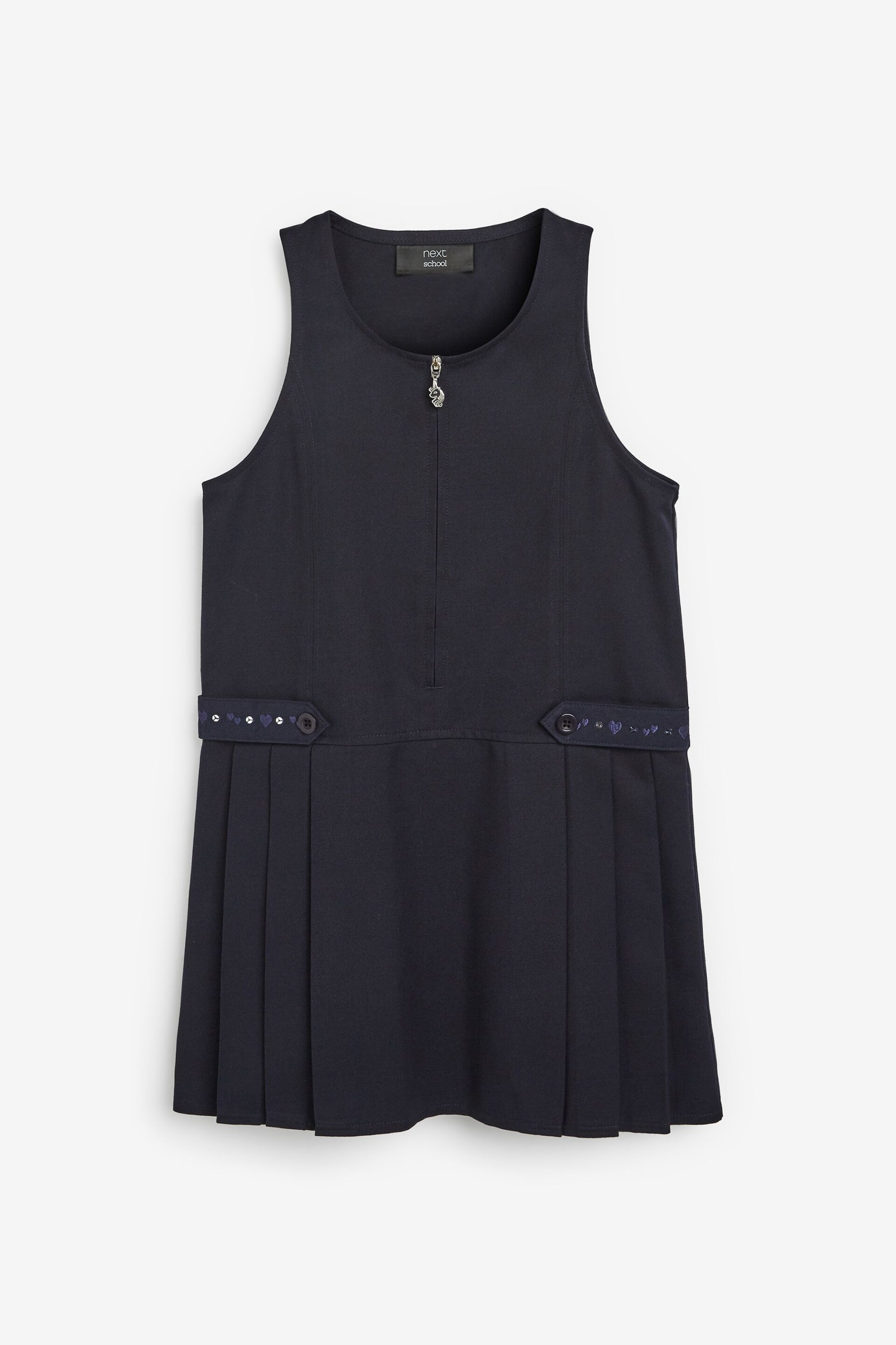 Navy Embroidered Pinafore School Dress (3-14yrs) - Image 6 of 10