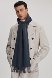 Reiss Airforce Blue Picton Cashmere Blend Scarf - Image 2 of 4