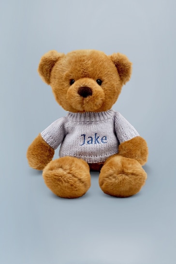 Babyblooms Luxury Blue Bouquet and Personalised Charlie Bear Soft Toy Baby Gift