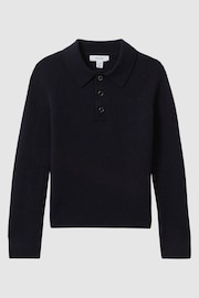 Reiss Navy Holms Junior Merino Wool Polo Shirt - Image 2 of 7