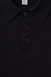 Reiss Navy Holms Junior Merino Wool Polo Shirt - Image 7 of 7