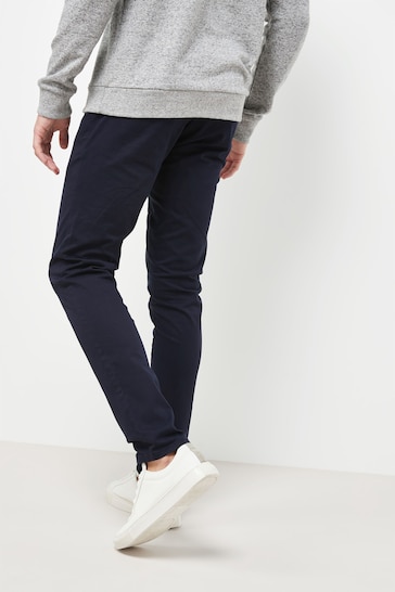 Navy Blue Skinny Fit Stretch Chino Trousers