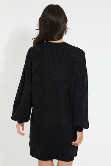 Threadbare Black V-Neck Knitted Jumper Dress