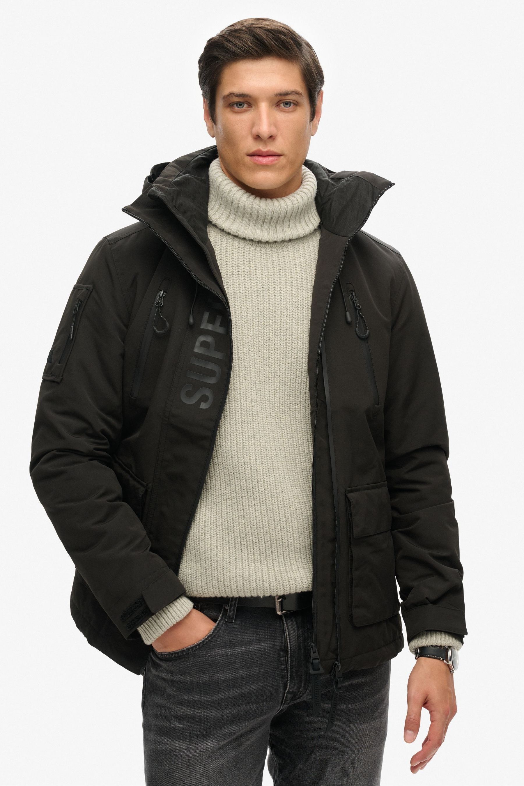 Superdry windcheater black sale