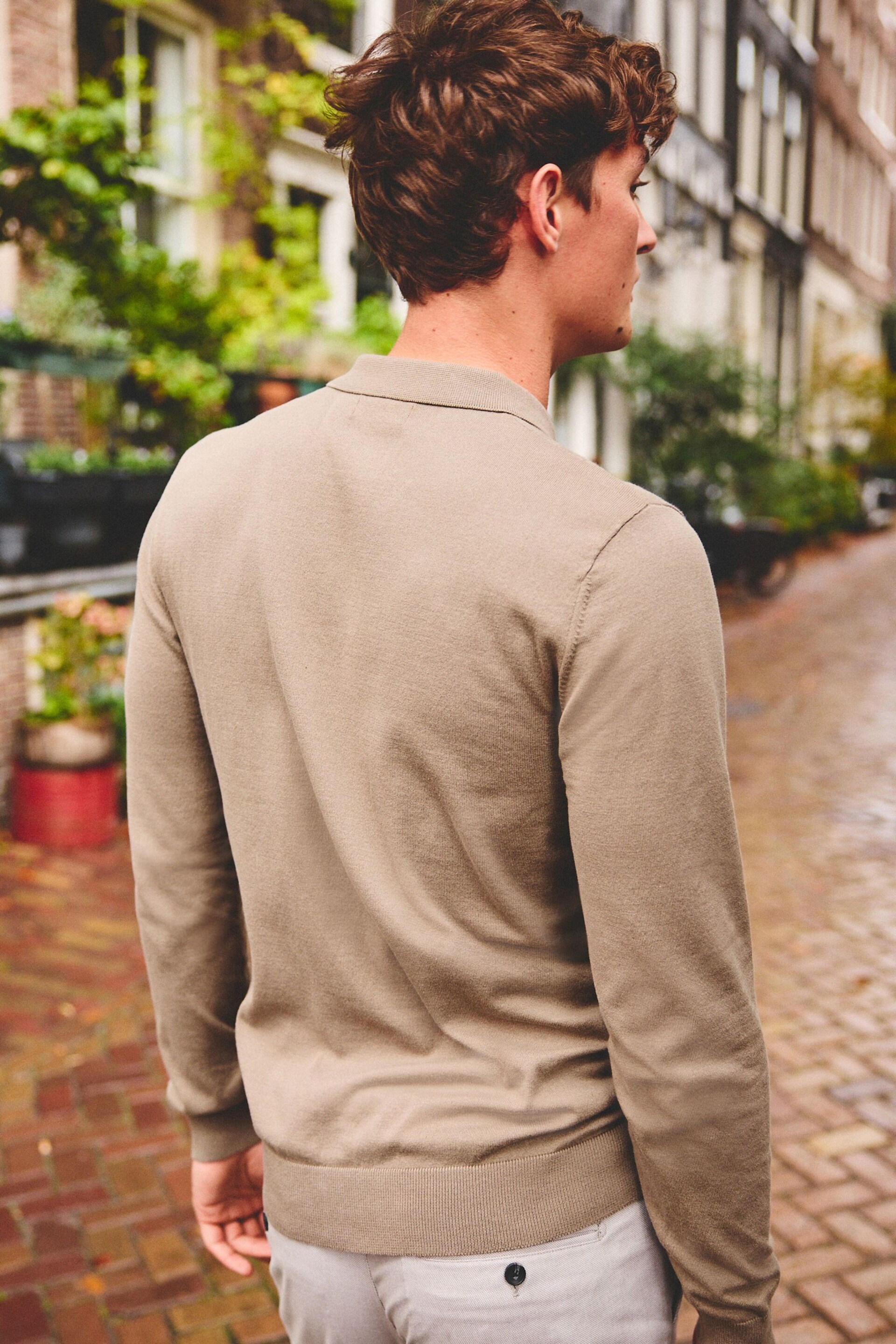 Brown Regular Knitted Long Sleeve Polo Shirt - Image 3 of 7