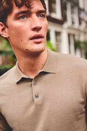 Brown Regular Knitted Long Sleeve Polo Shirt - Image 4 of 7