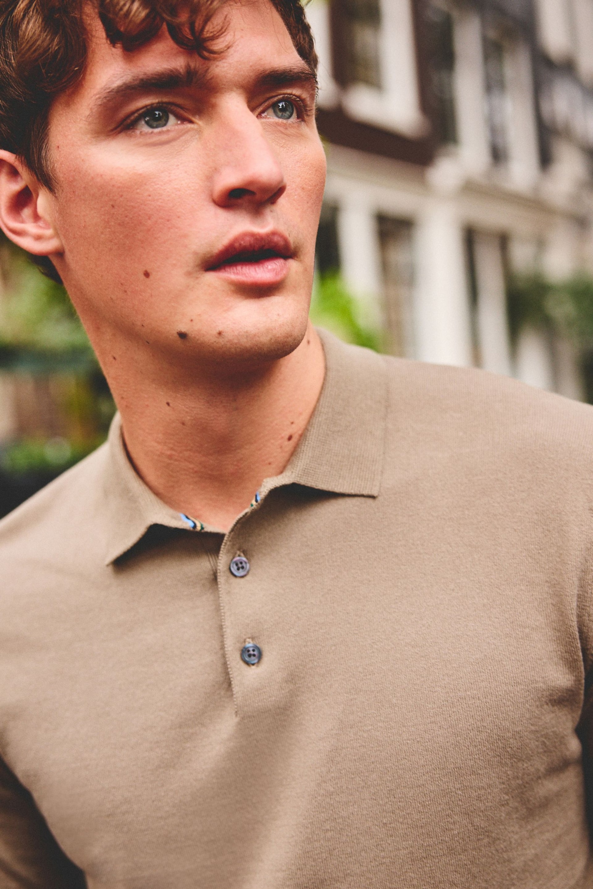 Brown Regular Knitted Long Sleeve Polo Shirt - Image 4 of 7