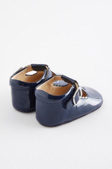 Navy Blue T-Bar Baby Shoes (0-24mths)