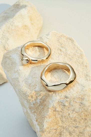 10 Carat Gold Plated N. Premium Chunky Ring Pack Made With Recycled Brass