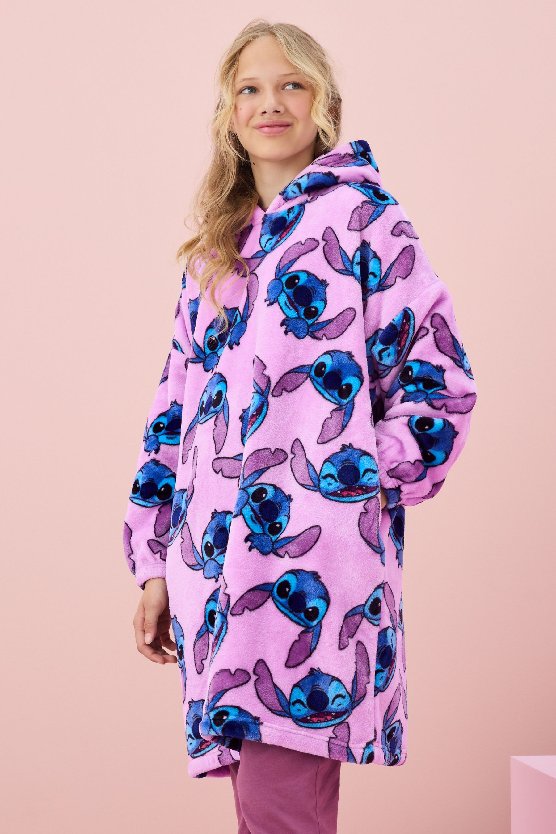 Buy Lilac Purple Lilo And Stitch License Hooded Blanket 3 16yrs from the Next UK online shop