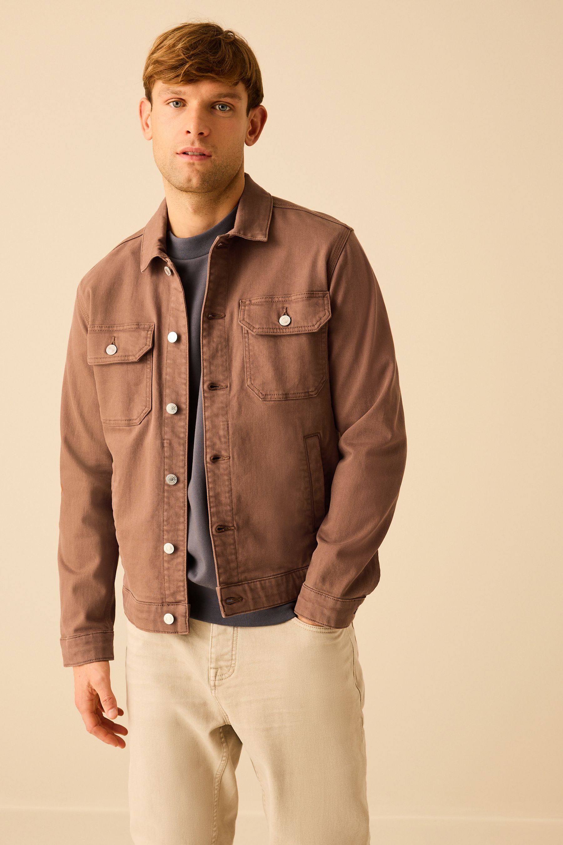 Buy Rust Brown Denim Trucker Jacket from Next Luxembourg