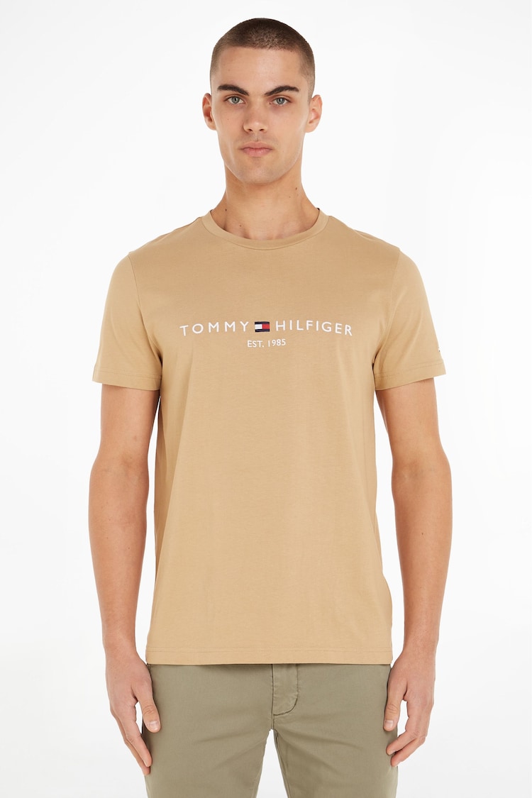 Tommy Hilfiger Cream Logo T-Shirt - Image 1 of 6