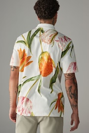 Ecru The British Museum 100% Cotton Floral Polo Shirt - Image 4 of 8