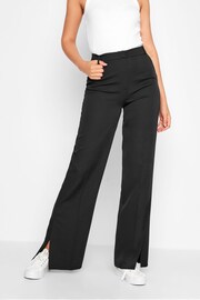 Long Tall Sally Black Split Hem Wide Leg Trousers - Image 1 of 3