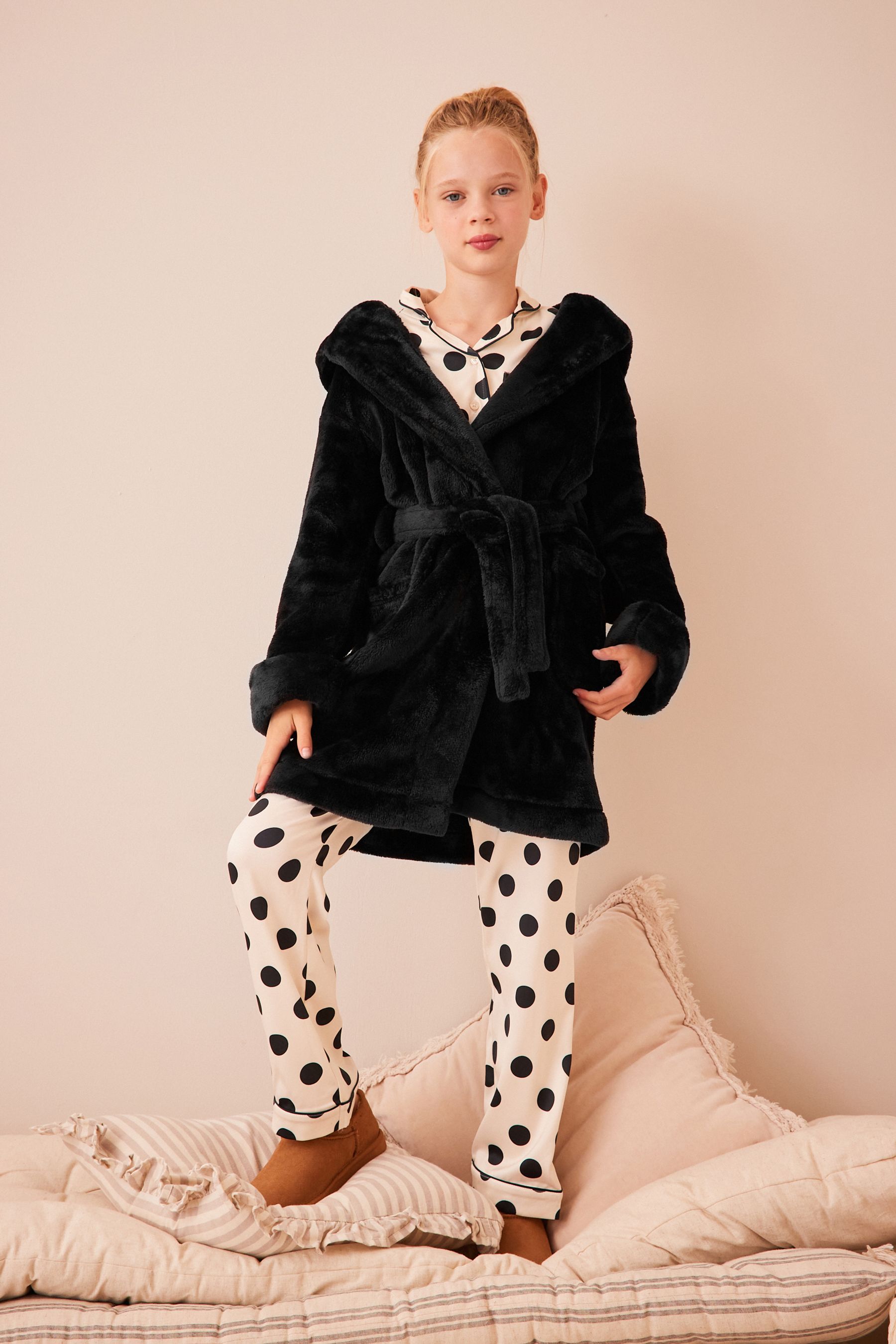 Buy Black Soft Touch Fleece Dressing Gown 9mths 16yrs from the Next UK online shop