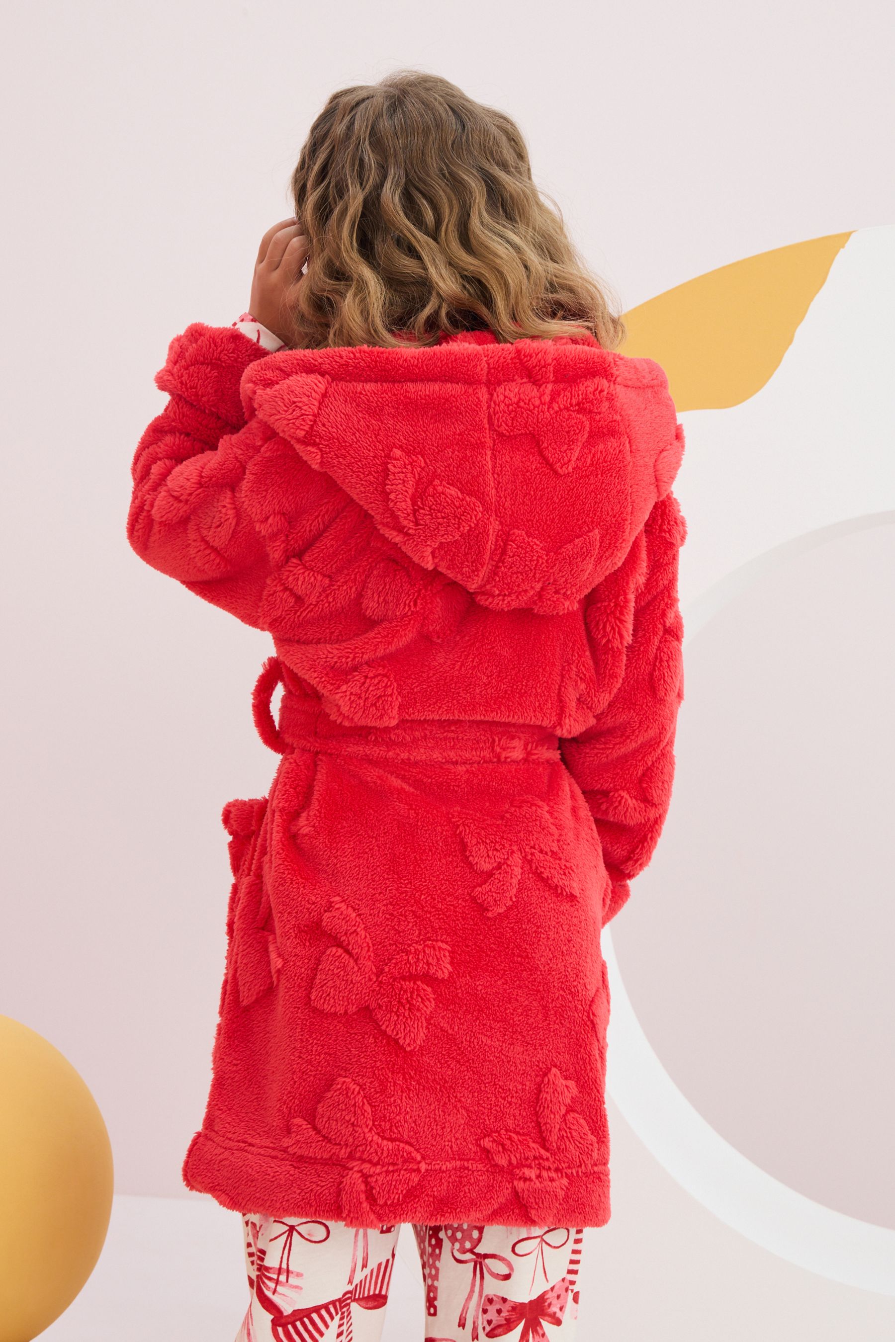 Red Bow Jacquard Fleece Dressing Gown 9mths 16yrs