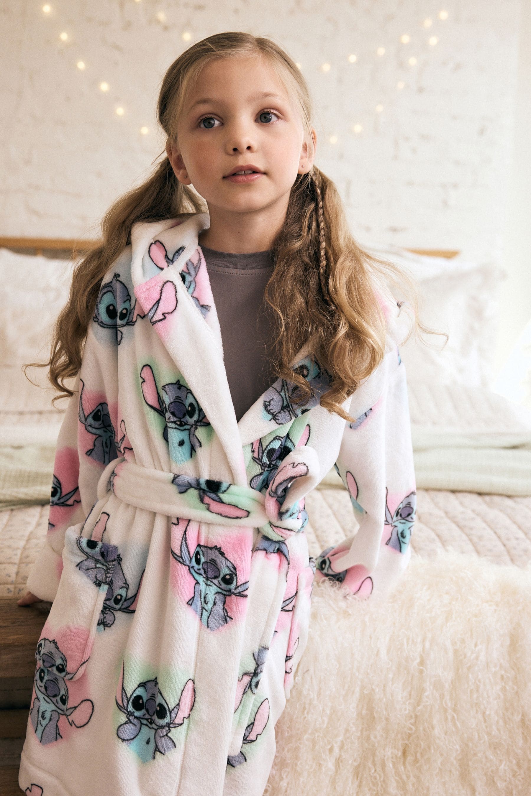 Buy White Pink Blue Lilo Stitch Licence Dressing Gown 3 16yrs from the Next UK online shop