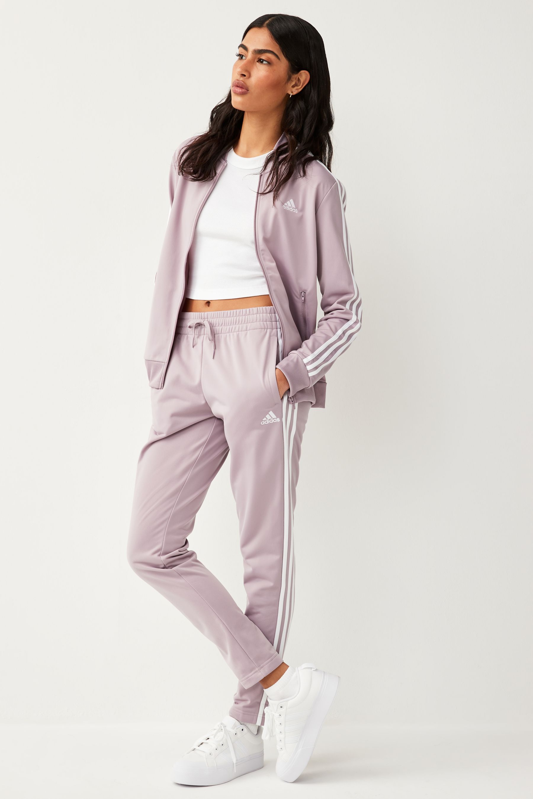 Buy adidas Purple Essentials 3 Stripe Tracksuit from Next Luxembourg