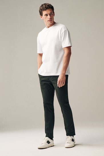 Dark Green Slim Fit Stretch Chinos Trousers