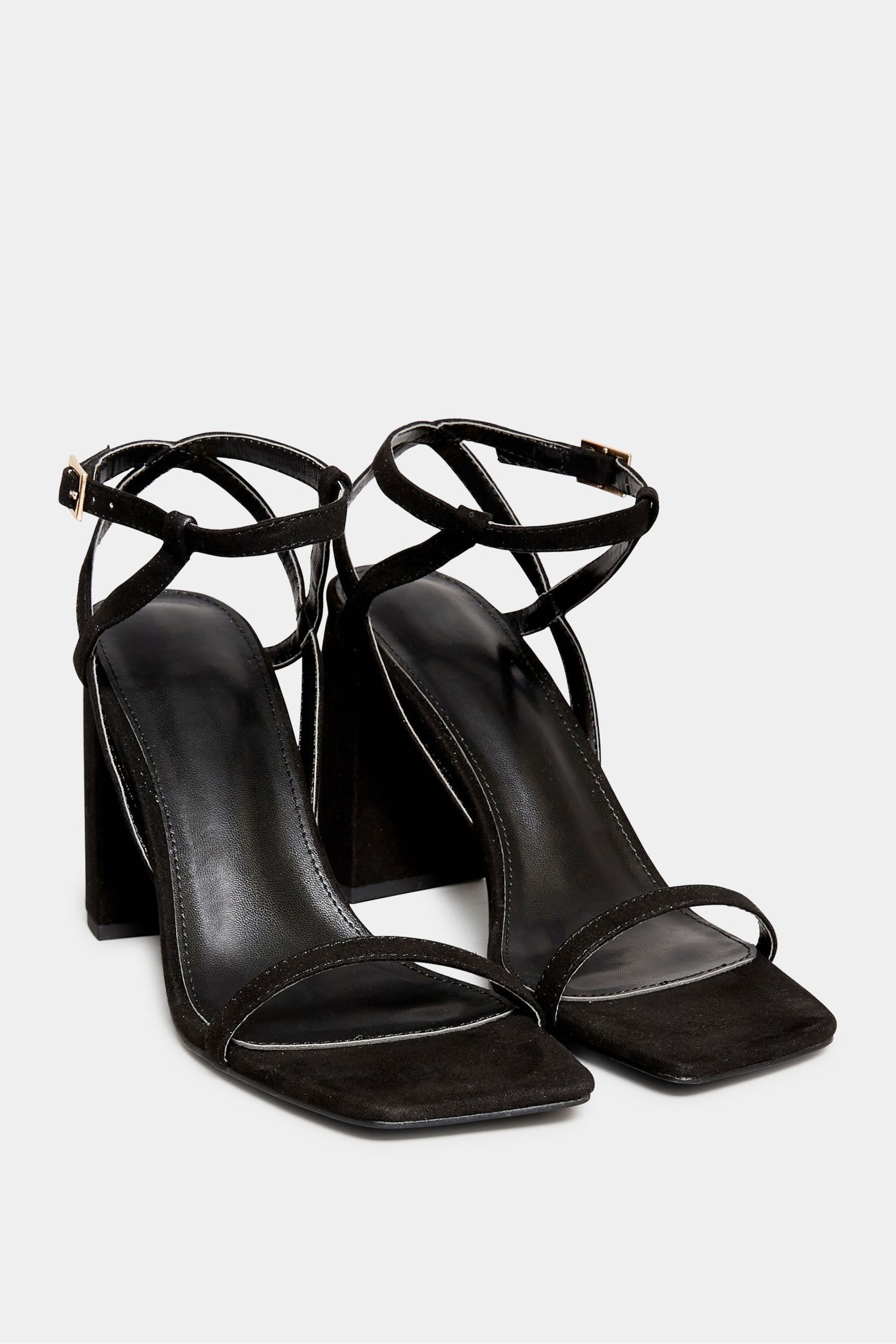 Long Tall Sally Black Faux Suede Block Heels - Image 1 of 6