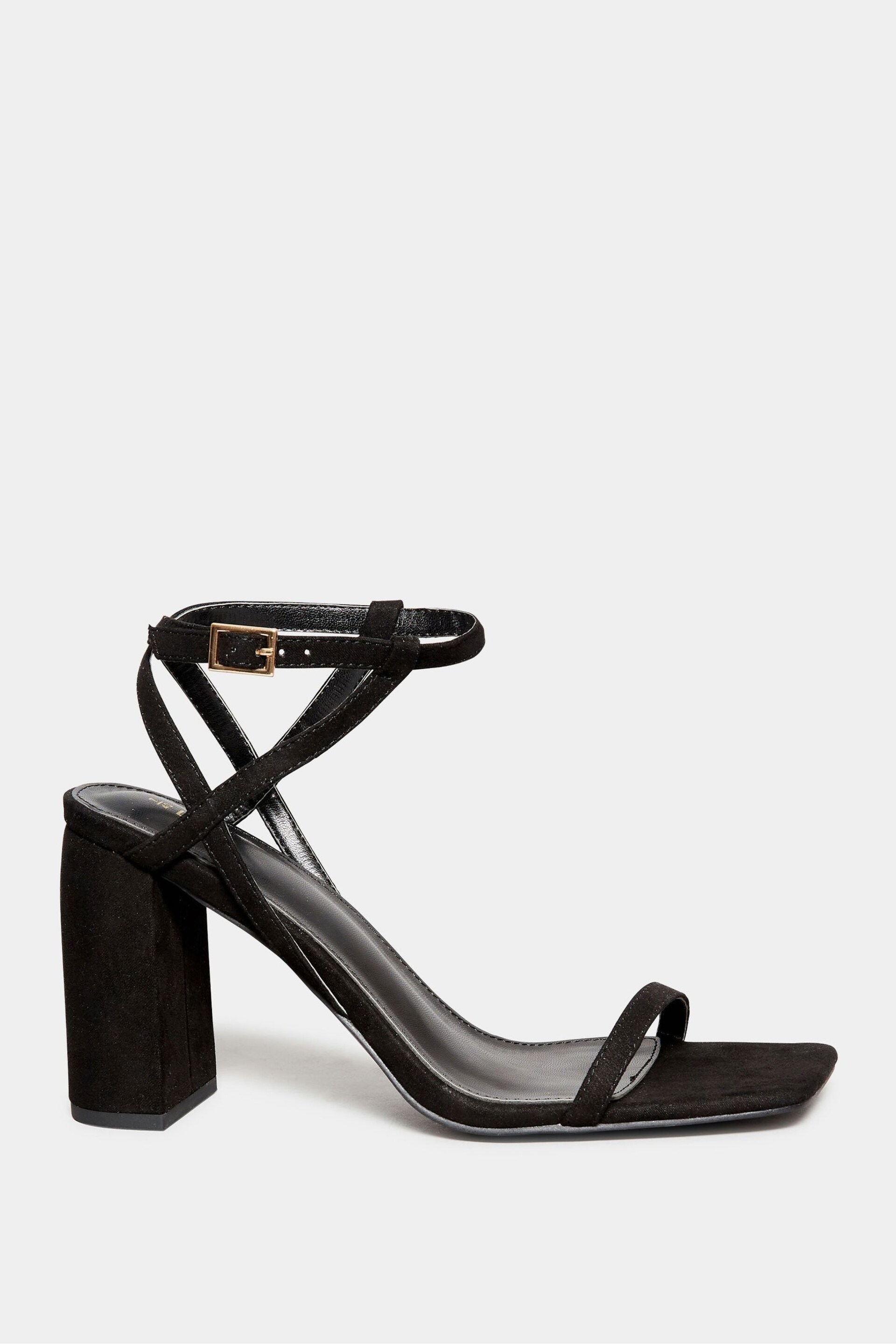 Long Tall Sally Black Faux Suede Block Heels - Image 3 of 6