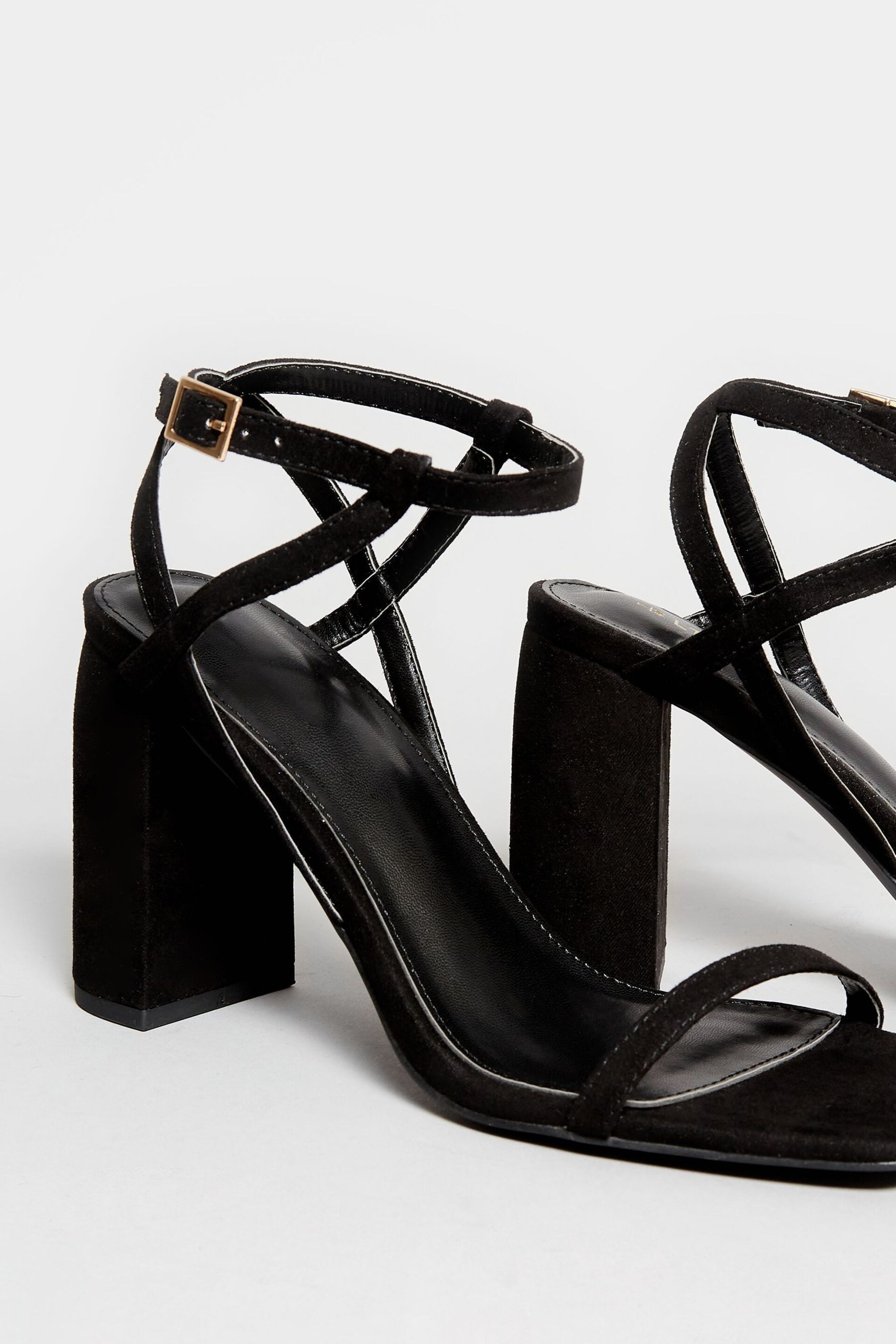 Long Tall Sally Black Faux Suede Block Heels - Image 5 of 6