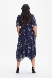 Scarlett & Jo Navy Blue Julie Wine Cream Hanky Hem Dress - Image 4 of 4