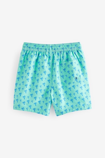 Mint Palm Tree Printed Swim Shorts (3mths-16yrs)