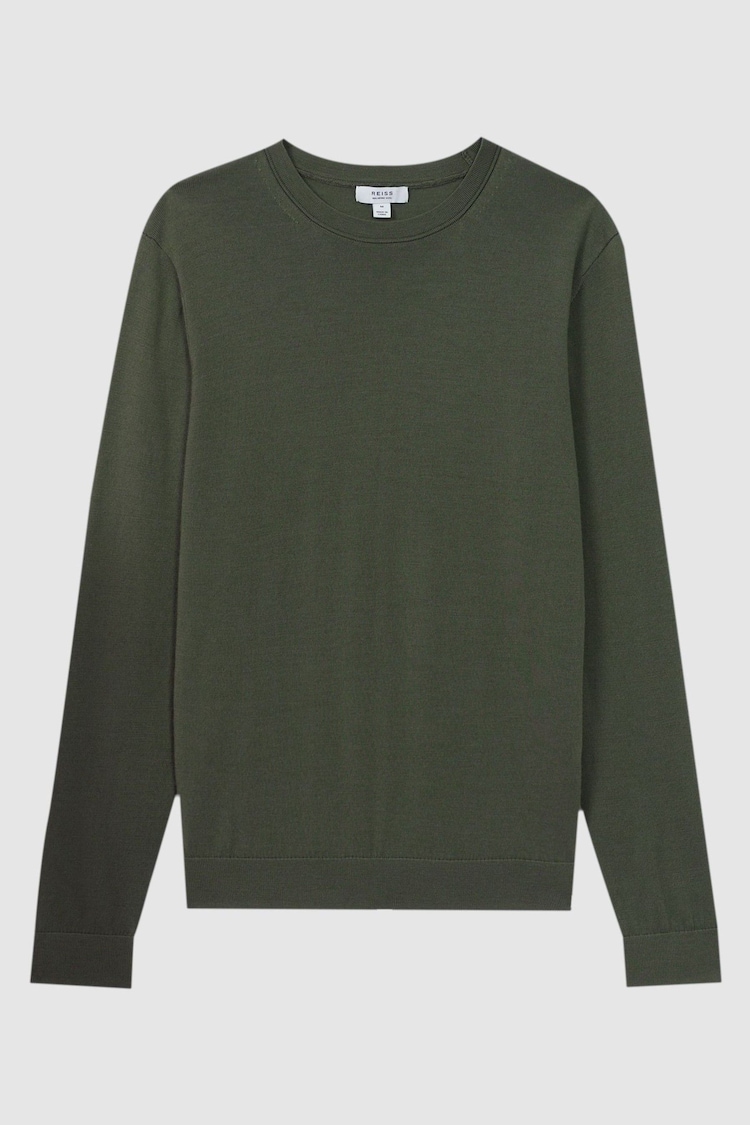 Reiss Ivy Green Wessex Merino Wool Crew Neck Jumper - Image 2 of 5