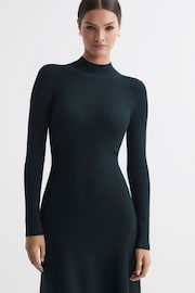 Reiss Teal Chrissy Petite Knitted Bodycon Midi Dress - Image 1 of 7