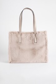 Grey Faux Fur Shopper Bag - Image 1 of 5