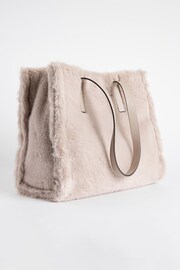 Grey Faux Fur Shopper Bag - Image 2 of 5