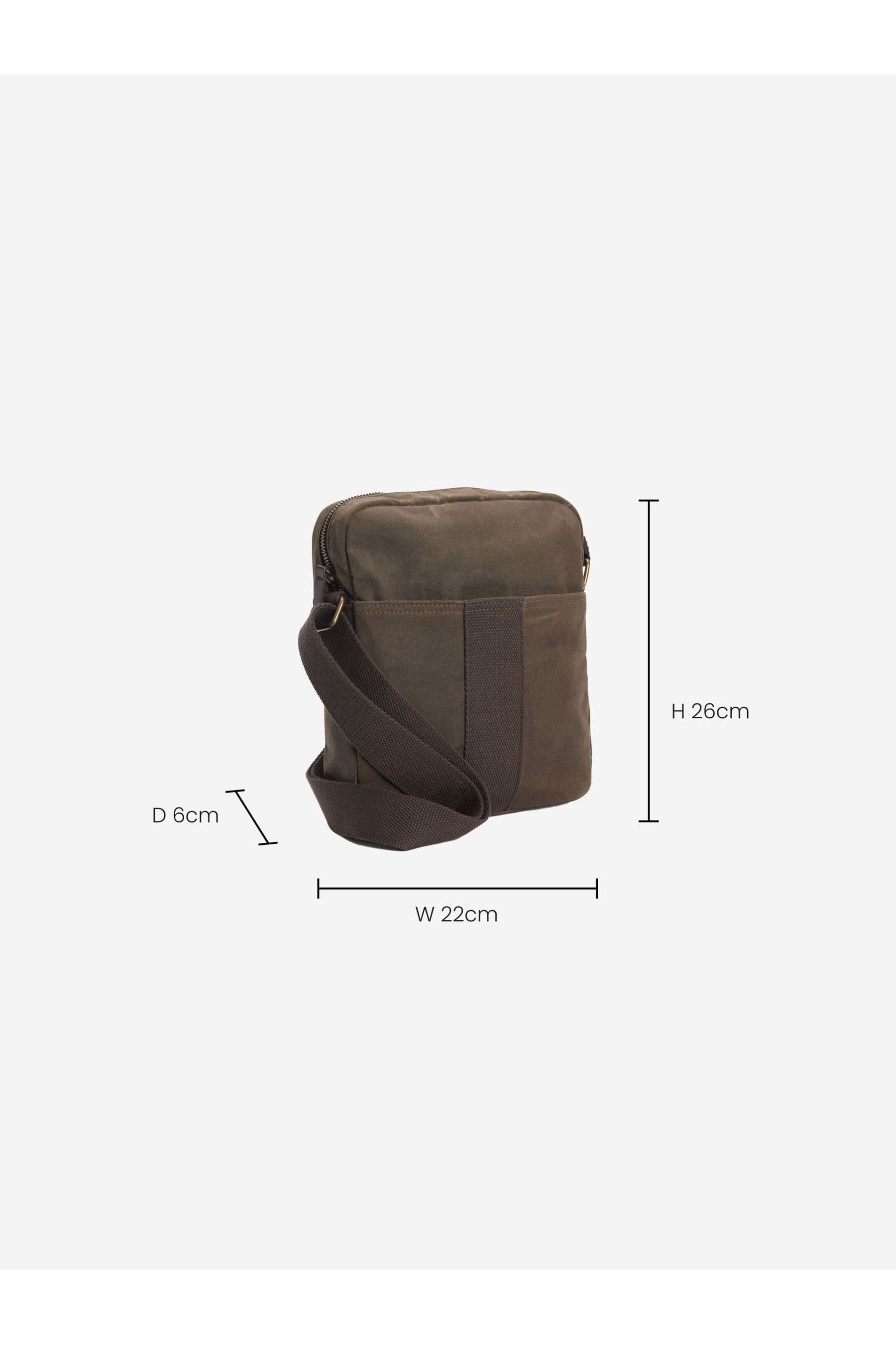 Khaki canvas messenger bag top