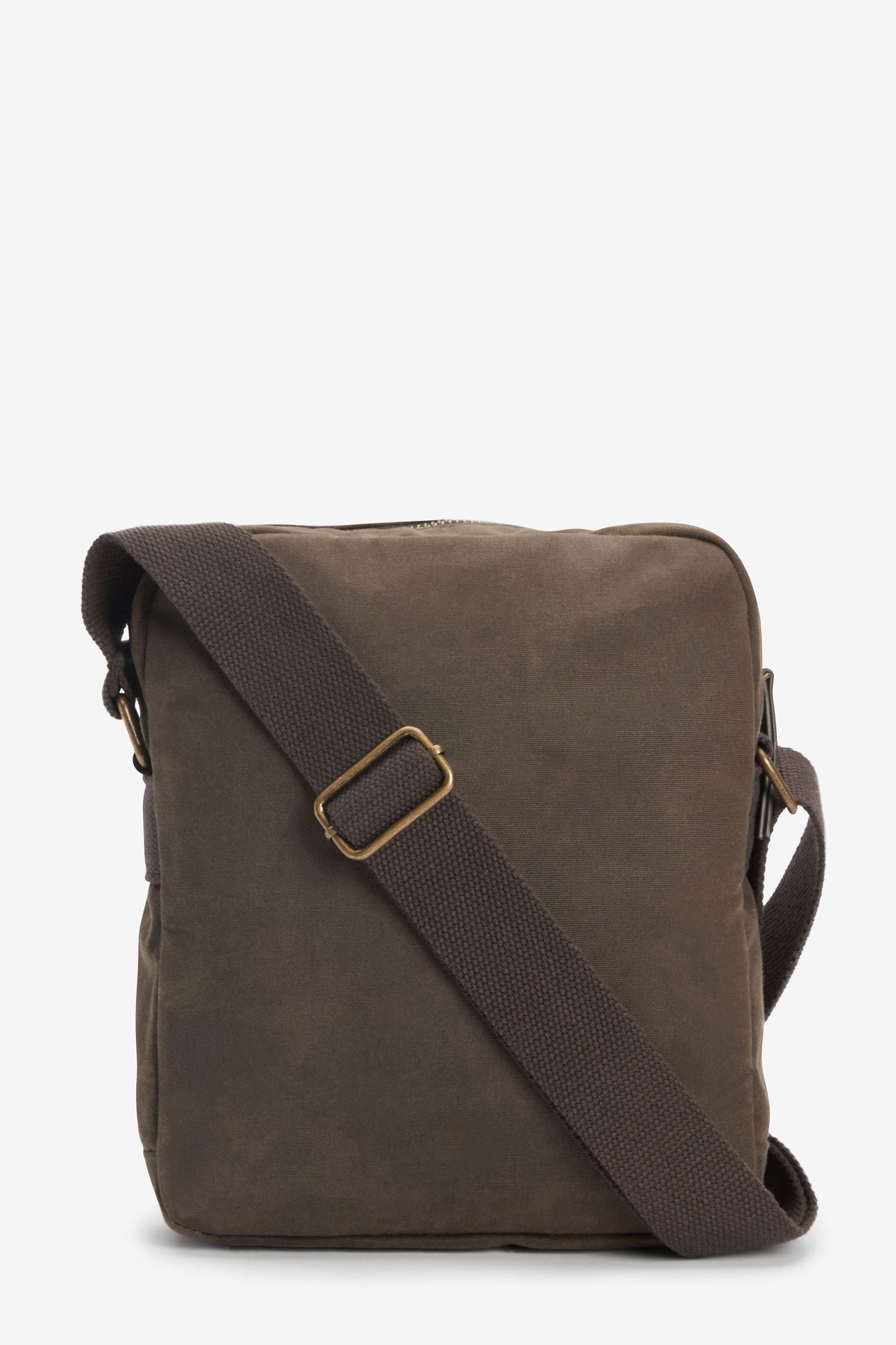 Khaki Green Waxed Cross Body Messenger Bag