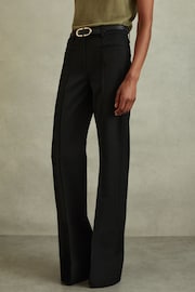 Reiss Black Claude Petite High Rise Flared Trousers - Image 1 of 6