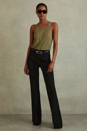 Reiss Black Claude Petite High Rise Flared Trousers - Image 3 of 6