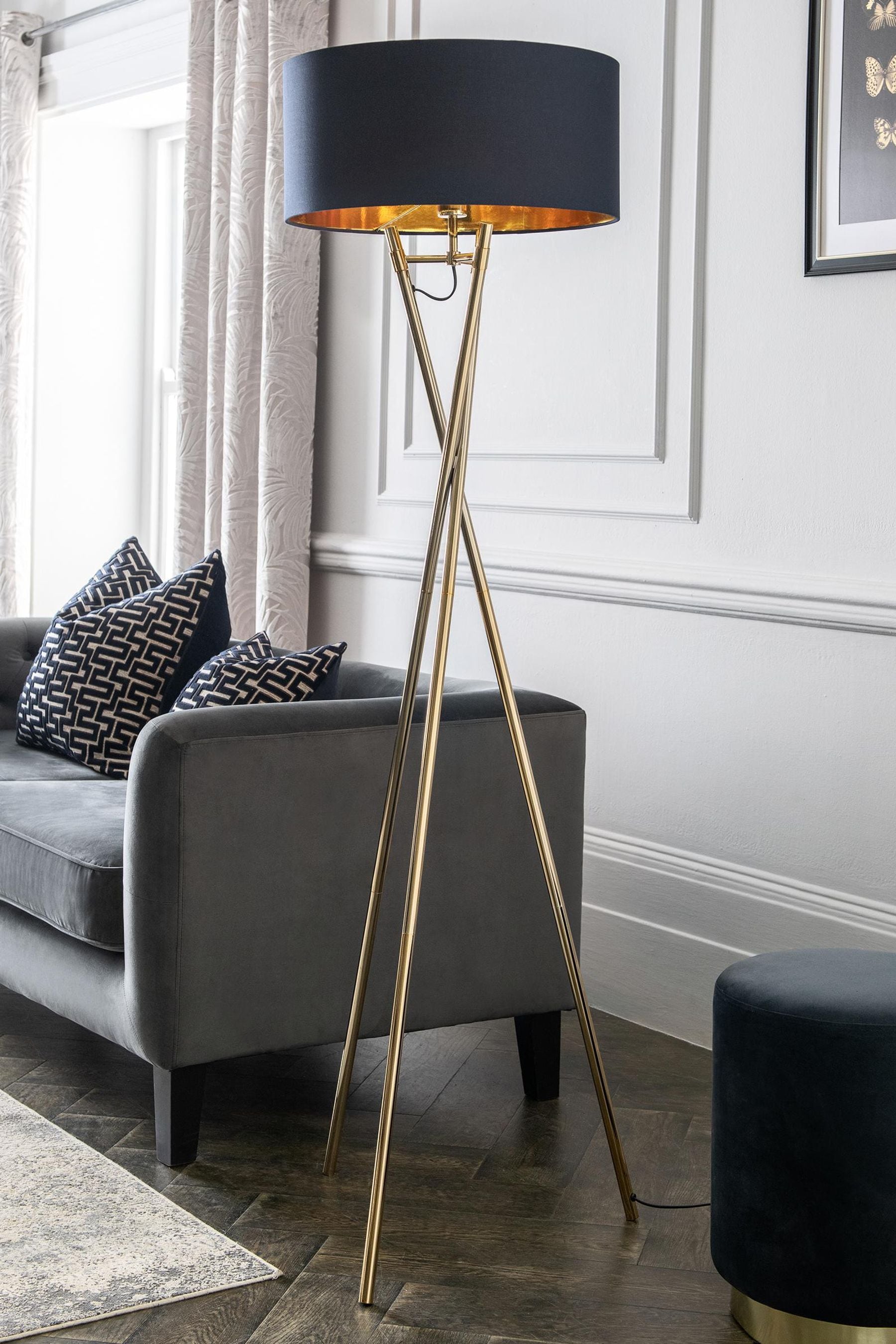 Floor lamp shop with navy shade