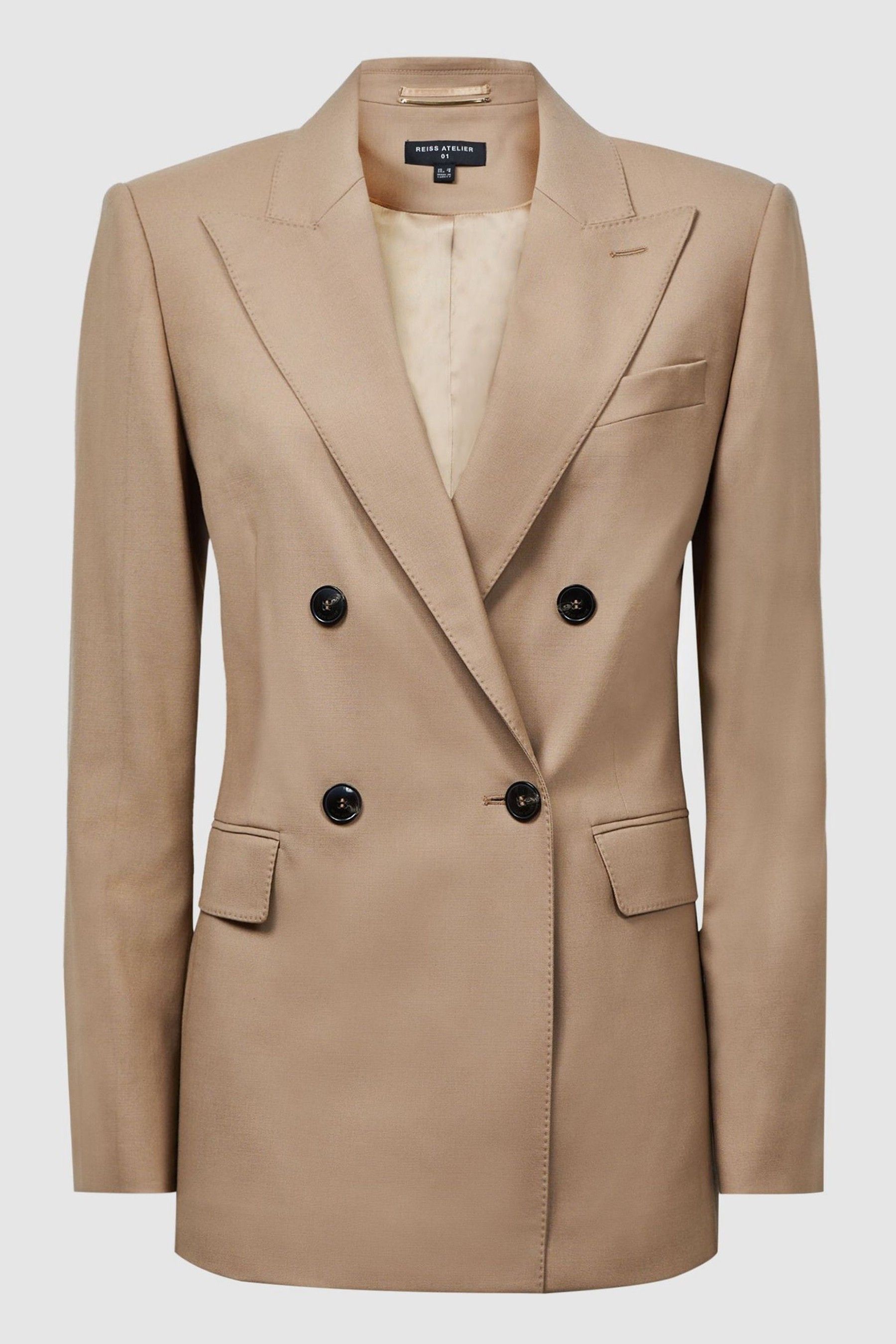 Camel double breasted blazer womens deals