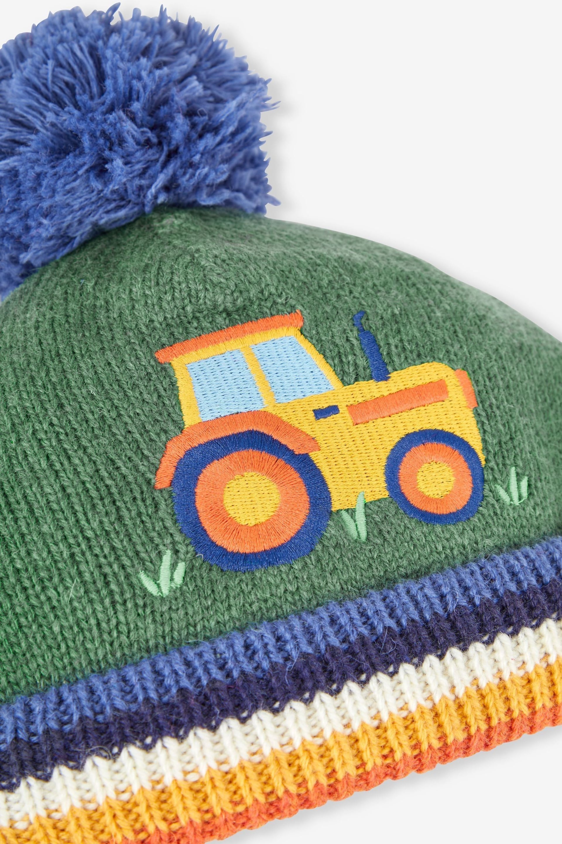 JoJo Maman Bébé Khaki Boys' Tractor Appliqué Hat - Image 2 of 2