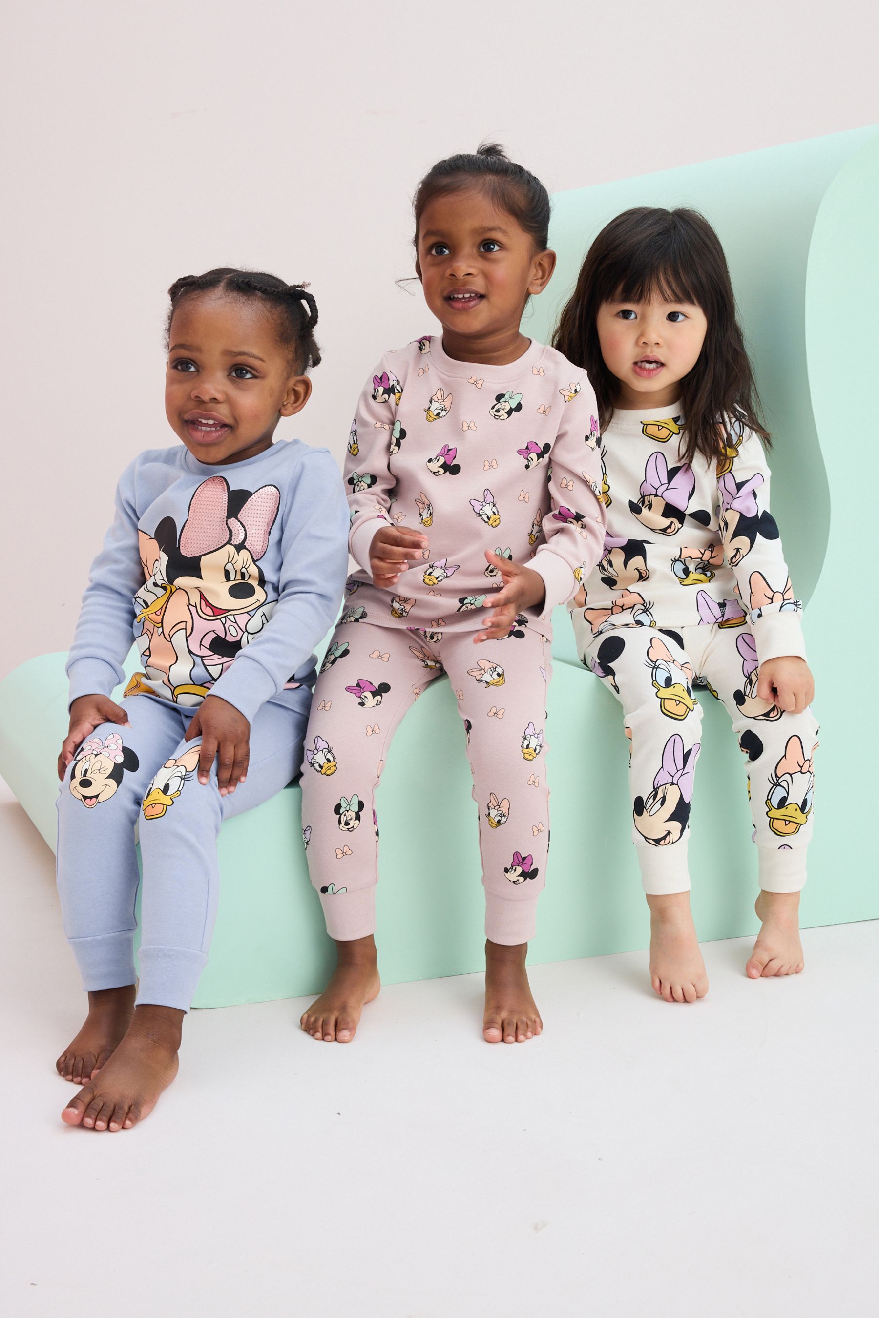 Buy Pink Blue White Minnie Mouse License 100 Cotton Snuggle Pyjamas 3 Pack 9mths 12yrs from Next Malta