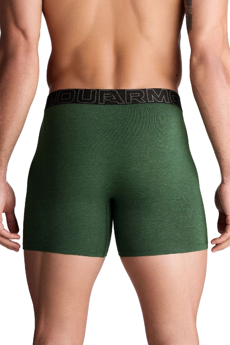 Under Armour Green 6 Inch 100% Cotton Performance Boxers 3 Pack - Image 3 of 3