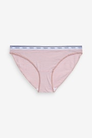 Pink/Blue Stripe High Leg Cotton Rich Logo Knickers 4 Pack - Image 6 of 12