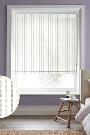 Laura Ashley Dove Grey Candy Stripe Made to Measure Roman Blinds