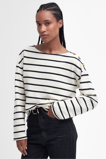 Barbour® White Caroline Stripe Sweatshirt